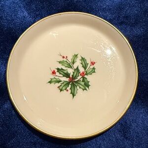 Lenox Holly & Berry Vintage Holiday China Coaster Made in USA (or use for teabag
